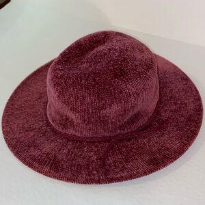Women’s  Burgundy Soft Corduroy Braided Rope Fedora Hat Adjustable Size OS